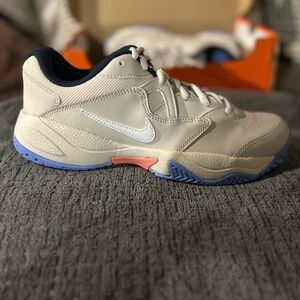 Nike White and Blue Kids Sneakers